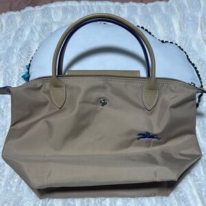 Longchamp Tan and Blue Tote Bag
